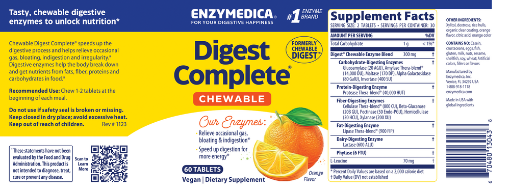 Digest Complete Chewable, 60 Capsules