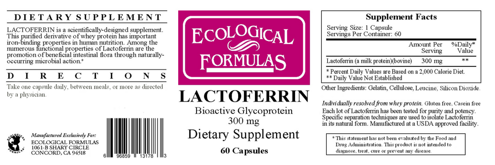 Lactoferrin 300mg, 60 Capsules