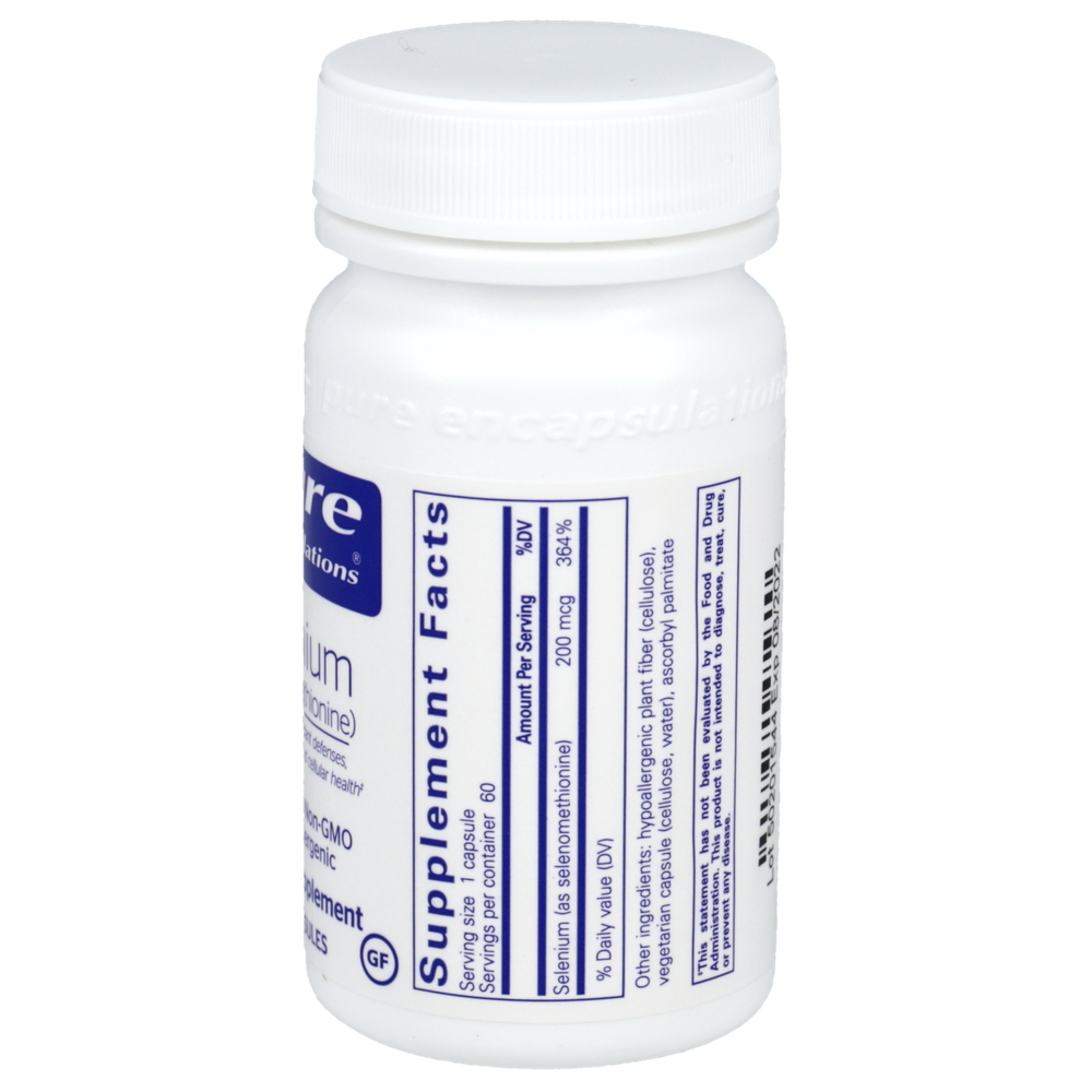 Selenium (Selenomethionine), 200 mg, 60 Capsules , Brand_Pure Encapsulations caps Form_Capsules Not Emersons Potency_200 mg Size_60 Caps