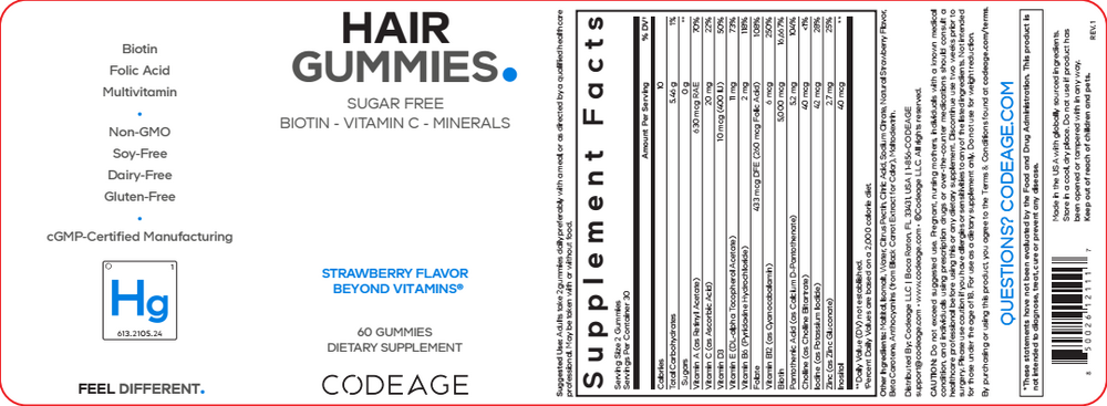 Hair Gummies, 60 Gummies