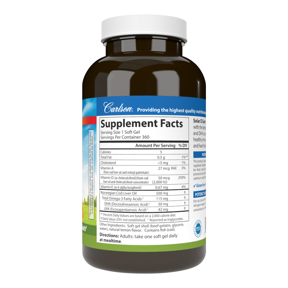 Solar D Gems 2000IU, 360 Softgels