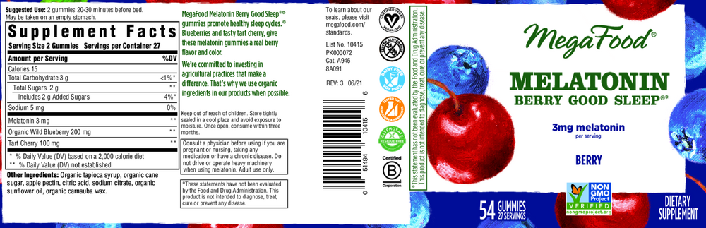Melatonin Berry Good Sleep® Gummies, 54 Gummies