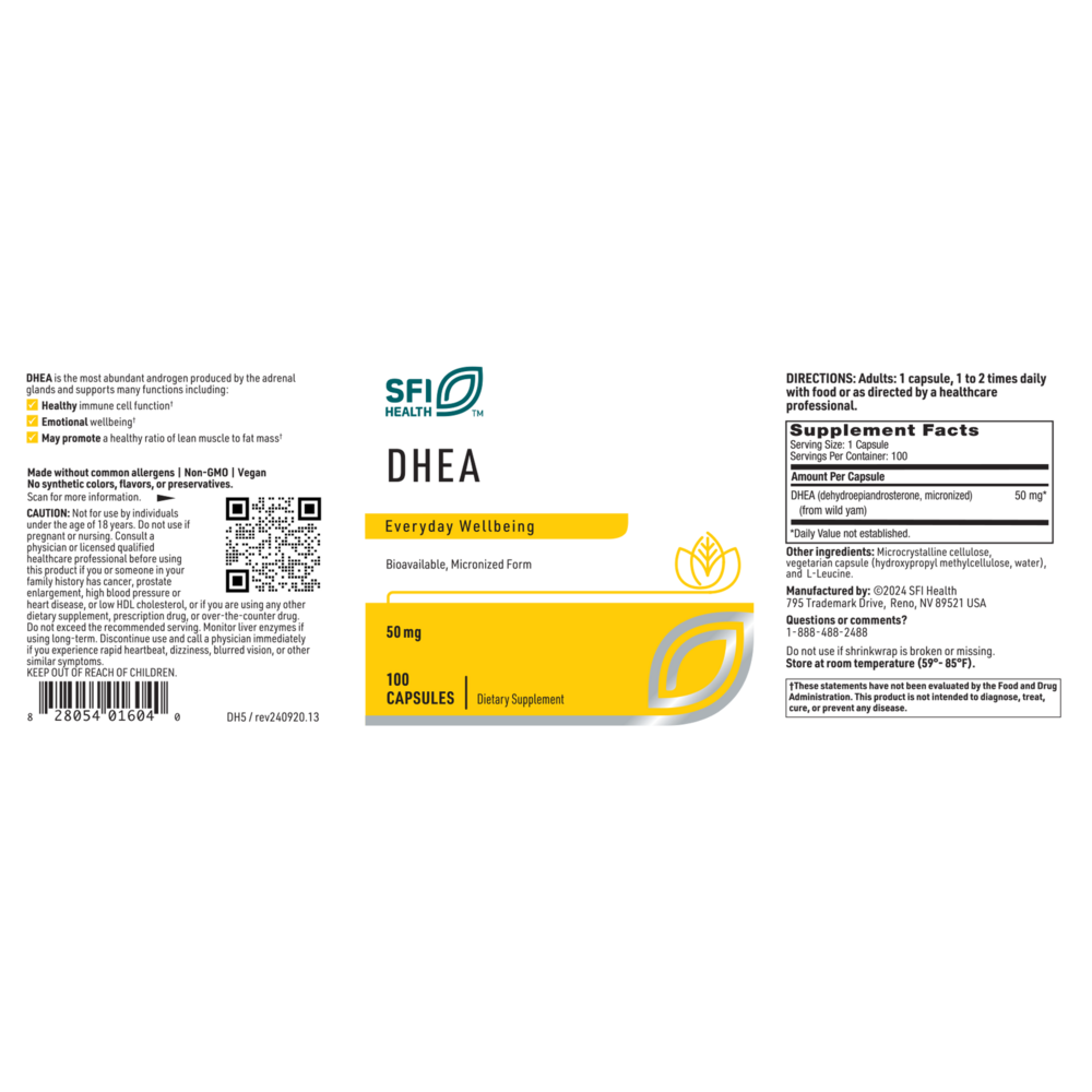 DHEA 50mg, 100 Capsules