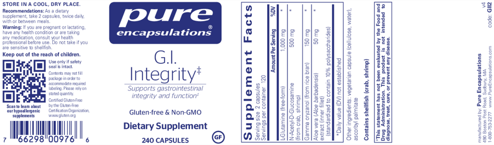 G.I. Integrity, 240 Capsules , Brand_Pure Encapsulations caps Emersons