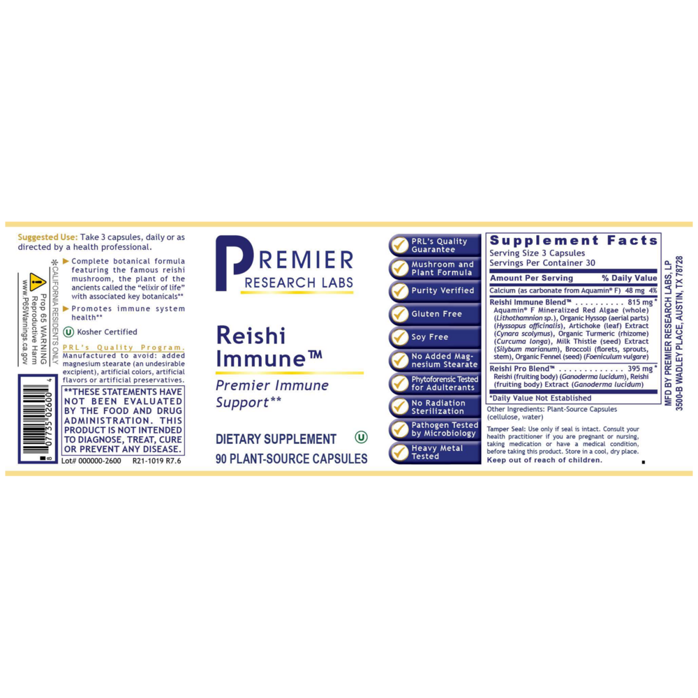 Reishi Immune, 90 Capsules , Brand_Premier Research Labs capsules Form_Capsules Requires Consultation Size_90 Capsules