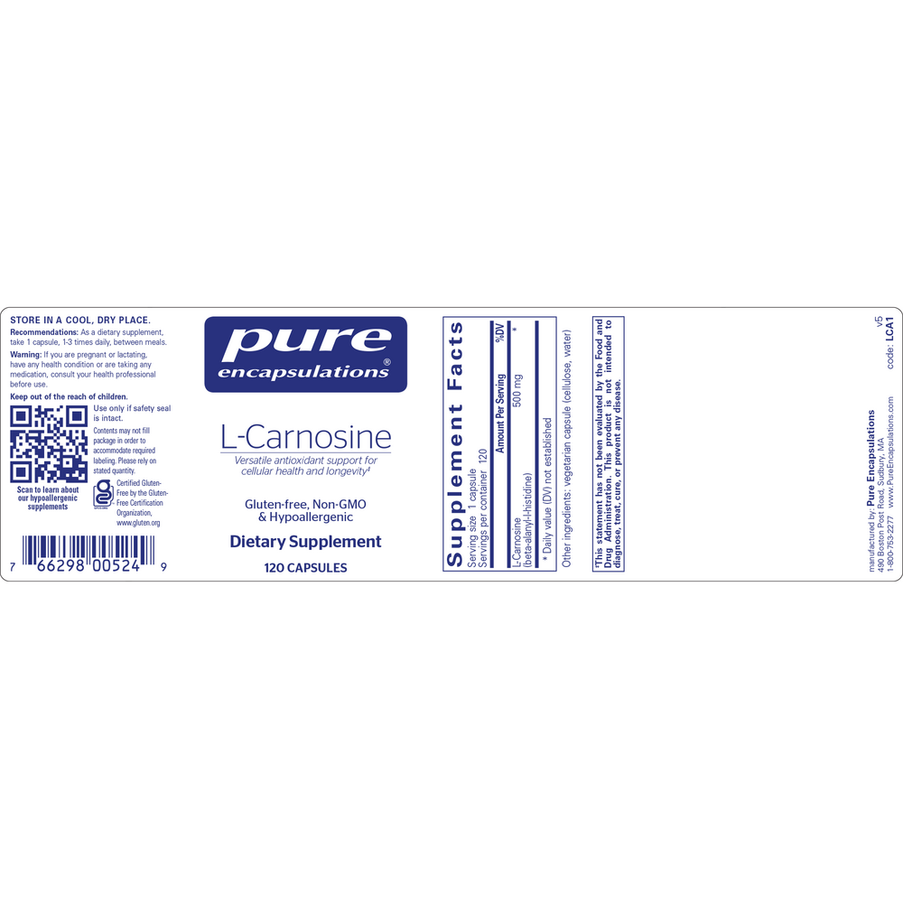 l-Carnosine, 120 Capsules , Brand_Pure Encapsulations caps Emersons