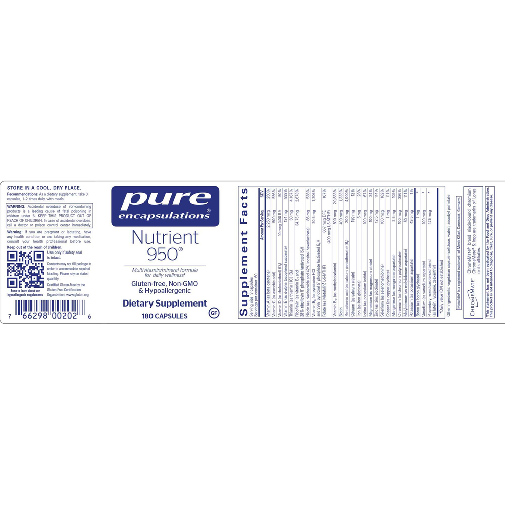 Nutrient 950, 180 Capsules , Brand_Pure Encapsulations caps Form_Capsules Not Emersons Size_180 Caps