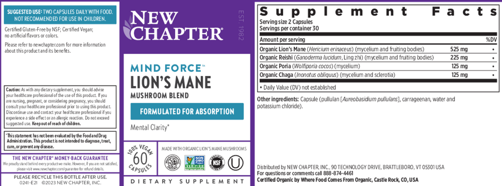 Mind Force™ Lion's Mane, 60 capsules