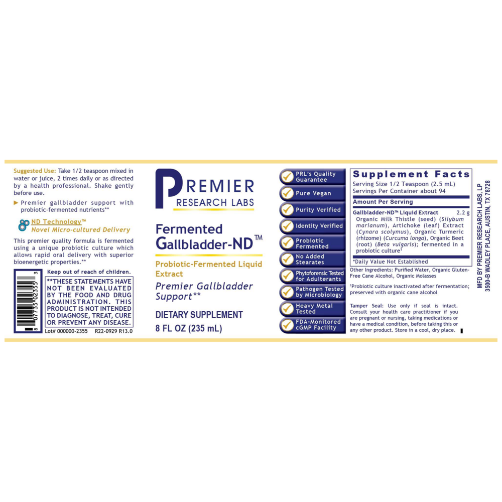 Gallbladder-ND, 8 fl oz , Brand_Premier Research Labs Form_Liquid liquid Requires Consultation Size_235 Milliliters