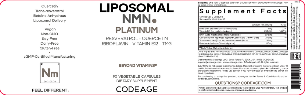Liposomal NMN Platinum, 90 Capsules