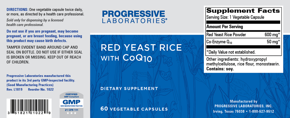 Red Yeast Rice w/CoQ10, 60 Capsules , Brand_Progressive Labs capsules Form_Capsules Requires Consultation Size_60 Capsules