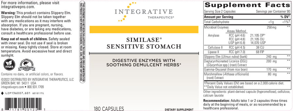 Similase® Sensitive Stomach, 180 Capsules