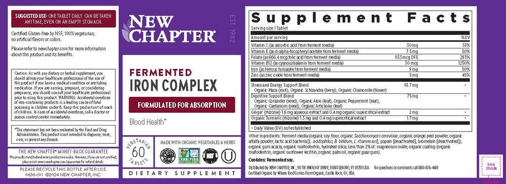 Fermented Iron Complex, 60 tablets