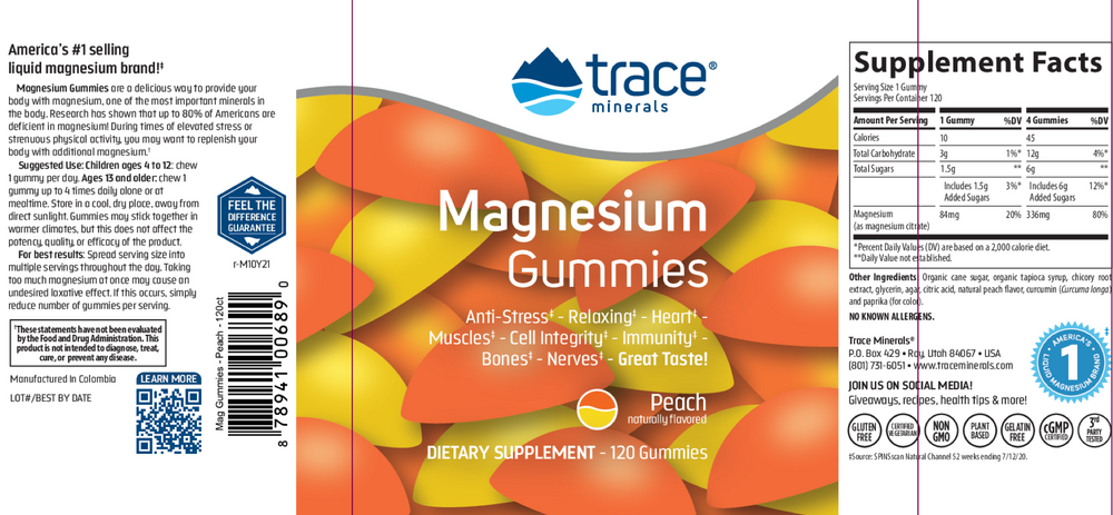 Magnesium Gummies - Peach, 120 Gummies