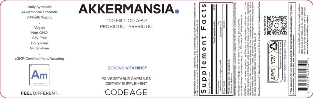 Akkermansia, 90 Capsules