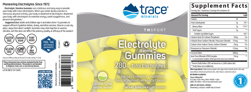 Trace Minerals Electrolyte Stamina Gummi, 90 Gummies