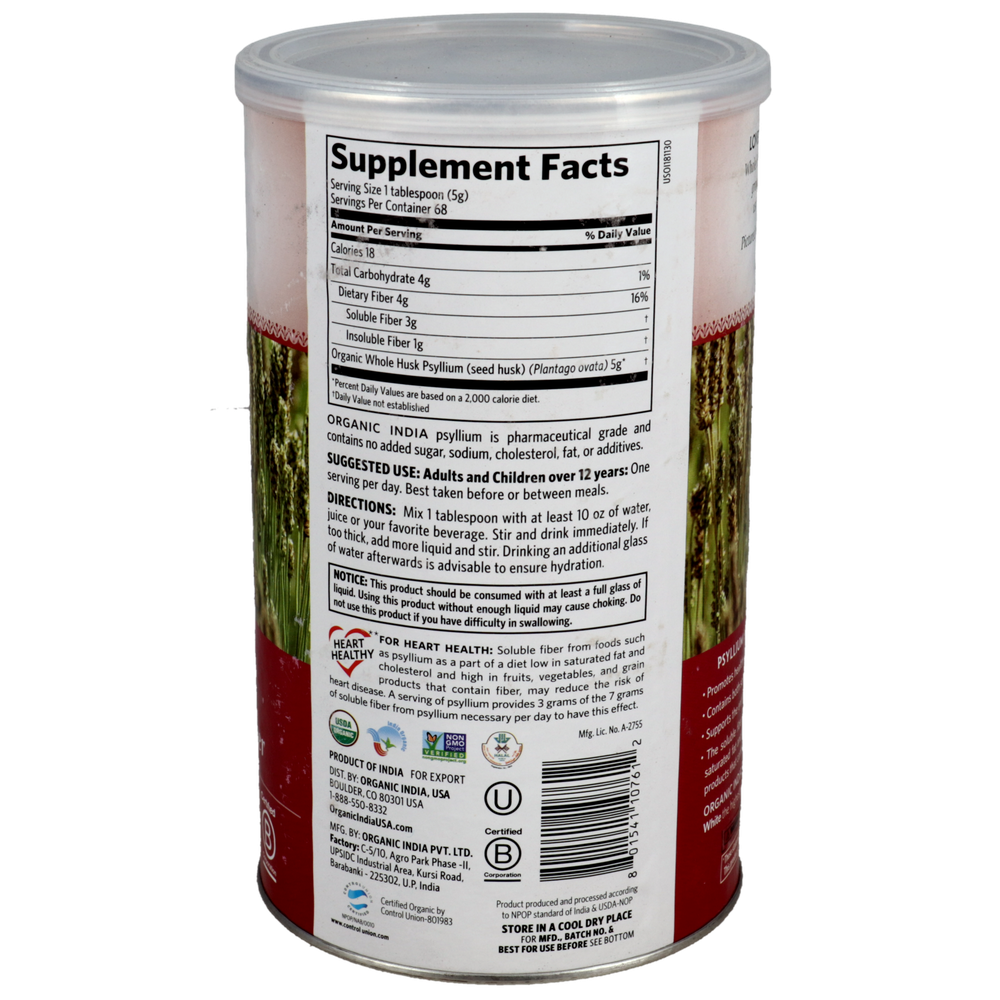 Organic Whole Husk Fiber Psyllium, 12 Oz (340 g) Powder , 20% Off - Everyday [On] Ayurveda Brand_Organic India Form_Powder