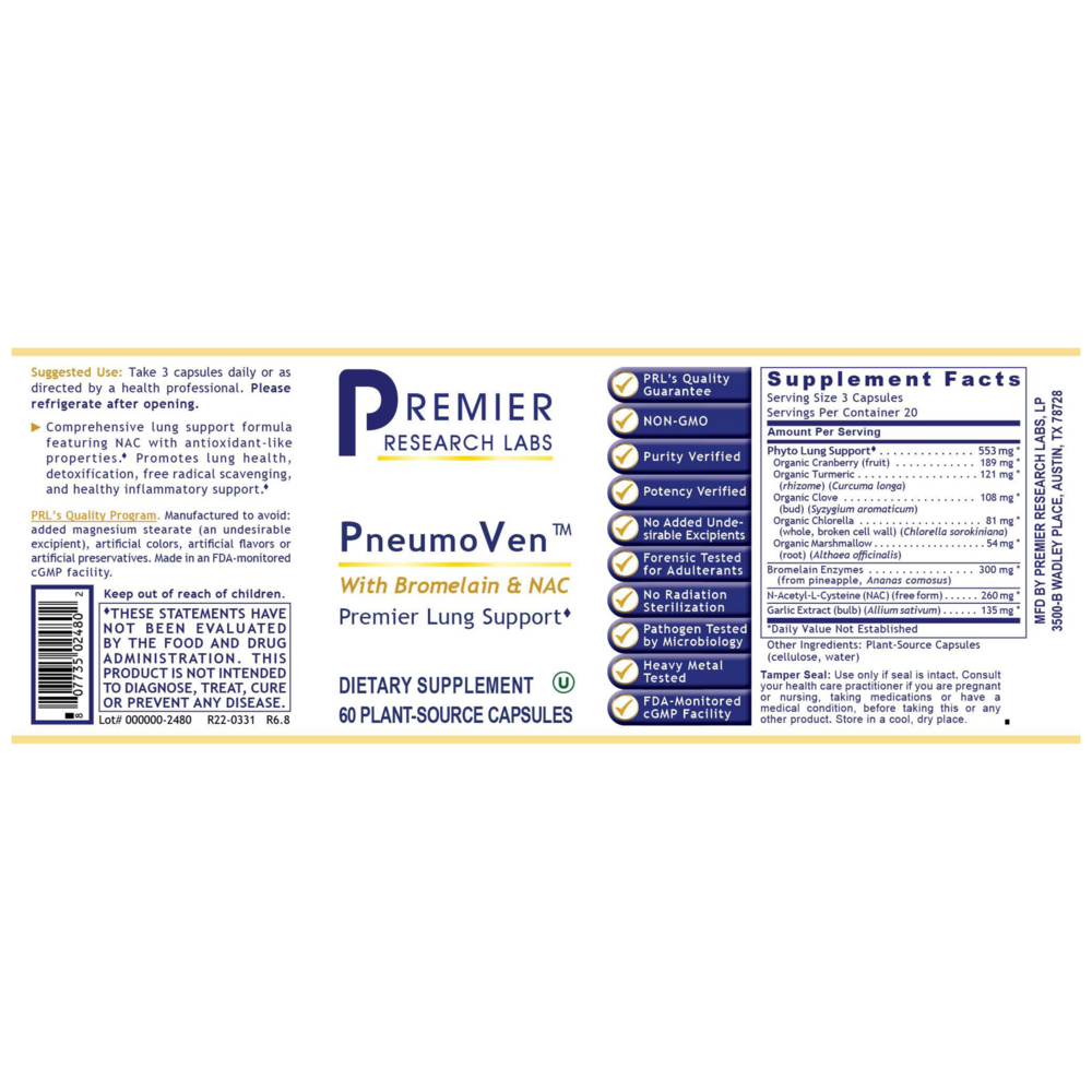 PneumoVen, 60 Capsules , Brand_Premier Research Labs capsules Form_Capsules Requires Consultation Size_60 Capsules