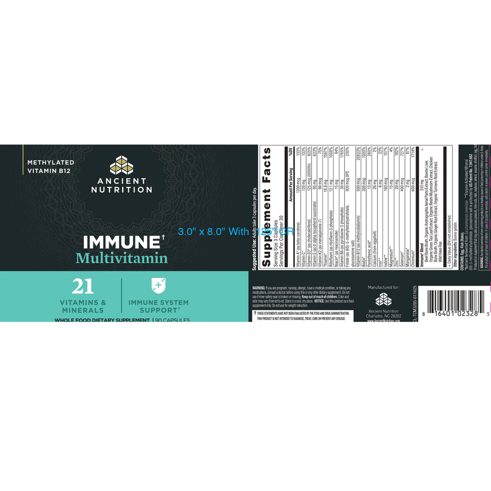 Ancient Nutrition Immune Multivitamin - back