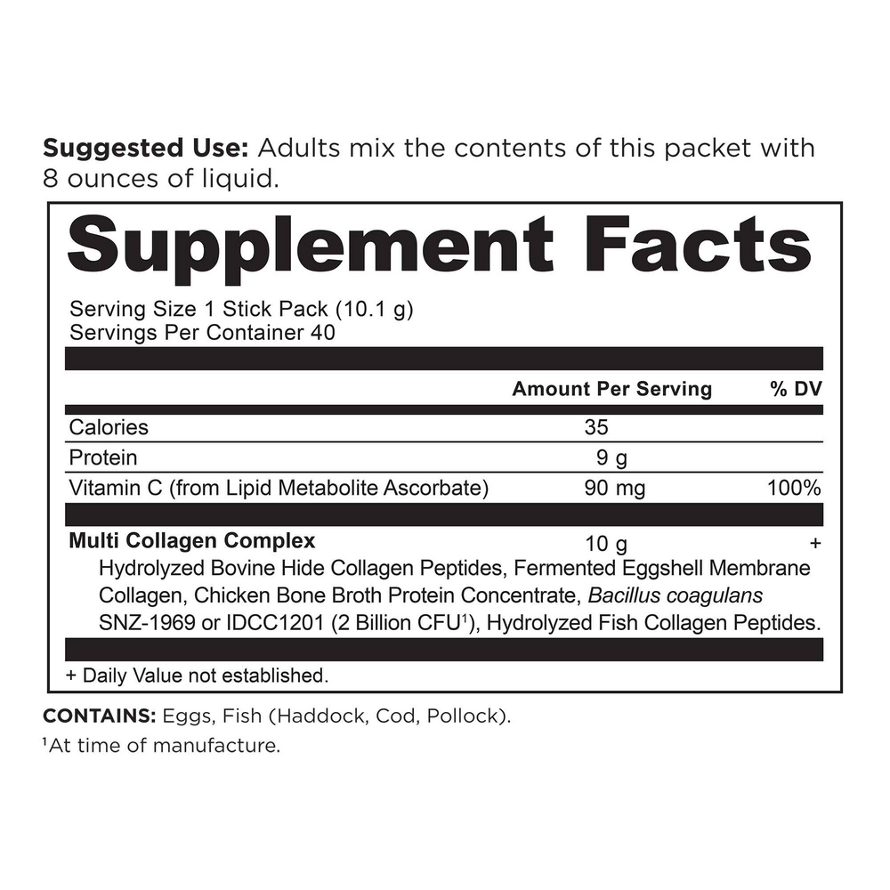 Ancient Nutrition Multi Collagen Protein Stick Packs, Unflavored - back