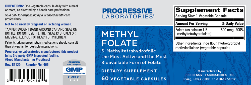 Methyl Folate, 60 Capsules , Brand_Progressive Labs capsules Form_Capsules Requires Consultation Size_60 Capsules