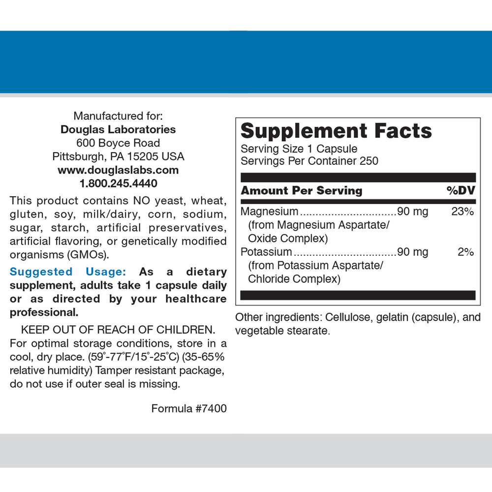 Magnesium/Potassium Aspartate, 250 Capsules