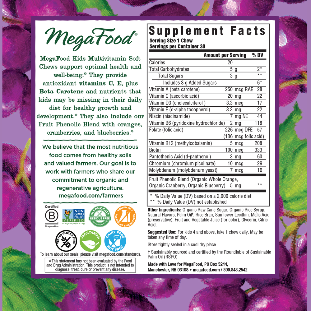 Kids Multi Soft Chew Grape, 30 Chewable Tablets