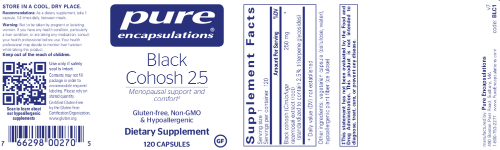 Black Cohosh 2.5, 250 mg, 120 Capsules , Brand_Pure Encapsulations caps Emersons Form_Capsules Requires Consultation Size_120 Capsules