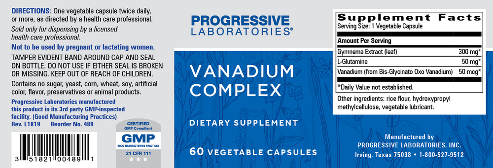 Vanadium Complex, 60 Capsules , Brand_Progressive Labs capsules Form_Capsules Requires Consultation Size_60 Capsules