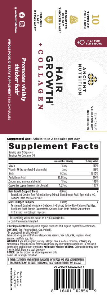 Ancient Nutrition Hair Growth + Collagen - back