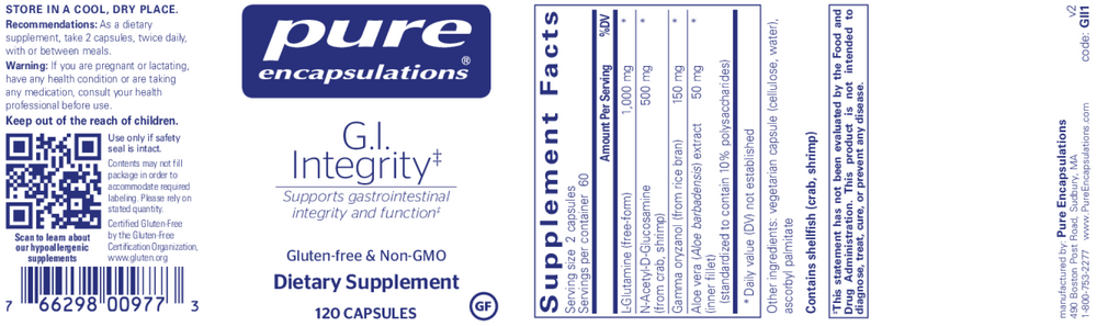 G.I. Integrity, 120 Capsules , Brand_Pure Encapsulations Form_Capsules Requires Consultation Size_120 Capsules