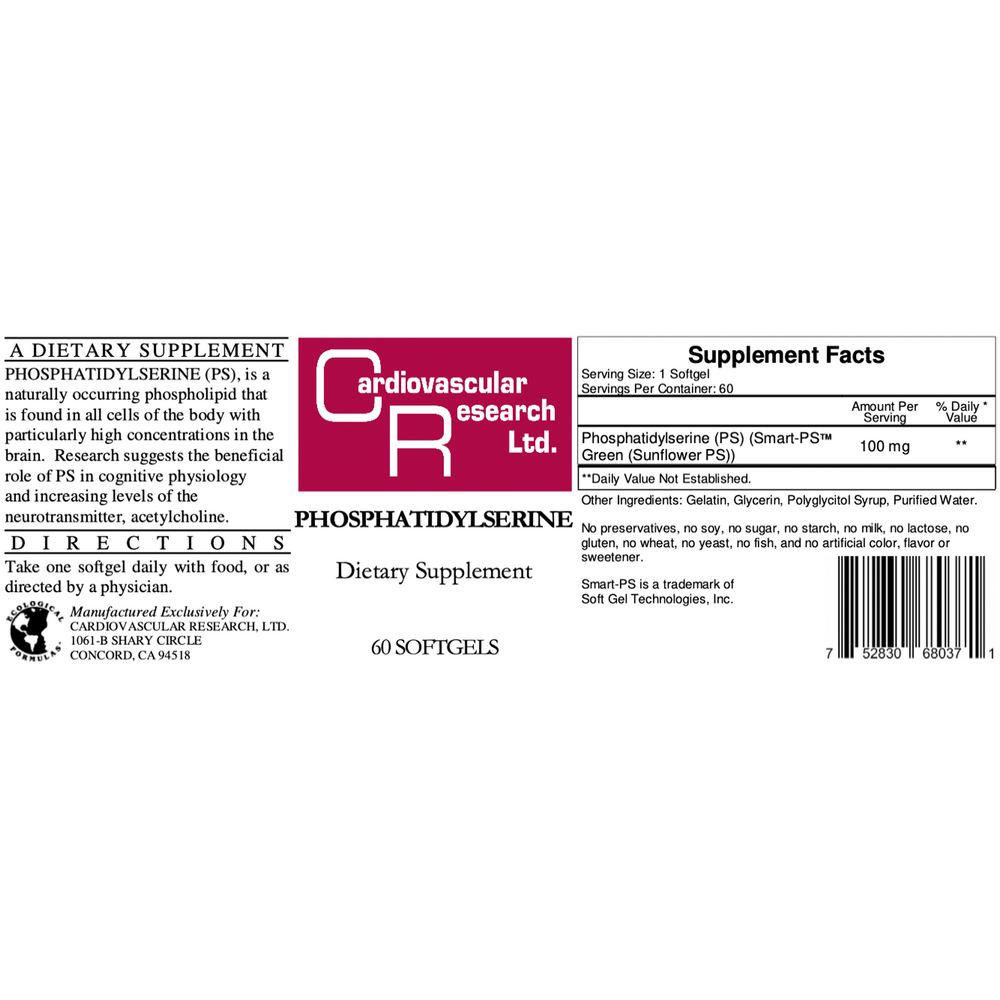 Phosphatidylserine, 60 Softgels