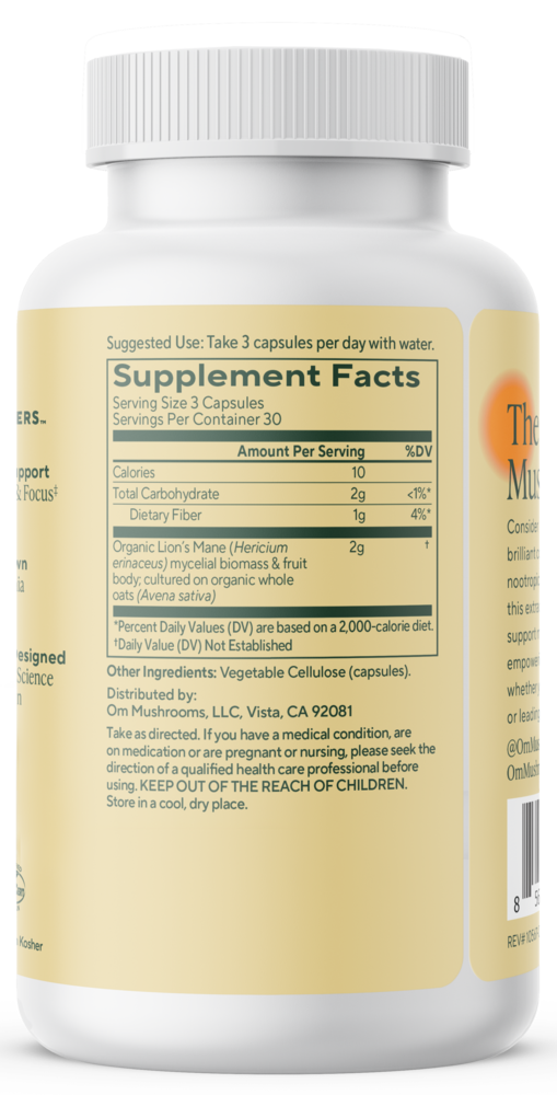 Lion's Mane Mushroom Superfood Capsules, 90 capsules , Form_Capsules