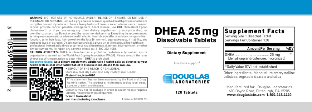 DHEA 25mg (Dissolvable Tablet), 120 Tablets