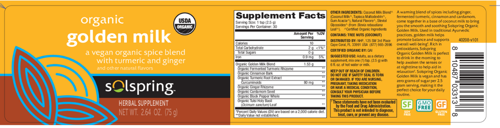 Solspring Organic Golden Milk, 75 g Powder