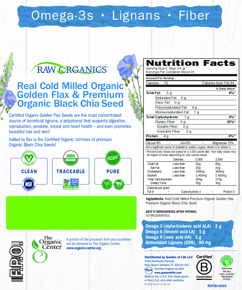 RAW Organics Organic Golden Flaxseed & Chia Seed, 12 oz Packet