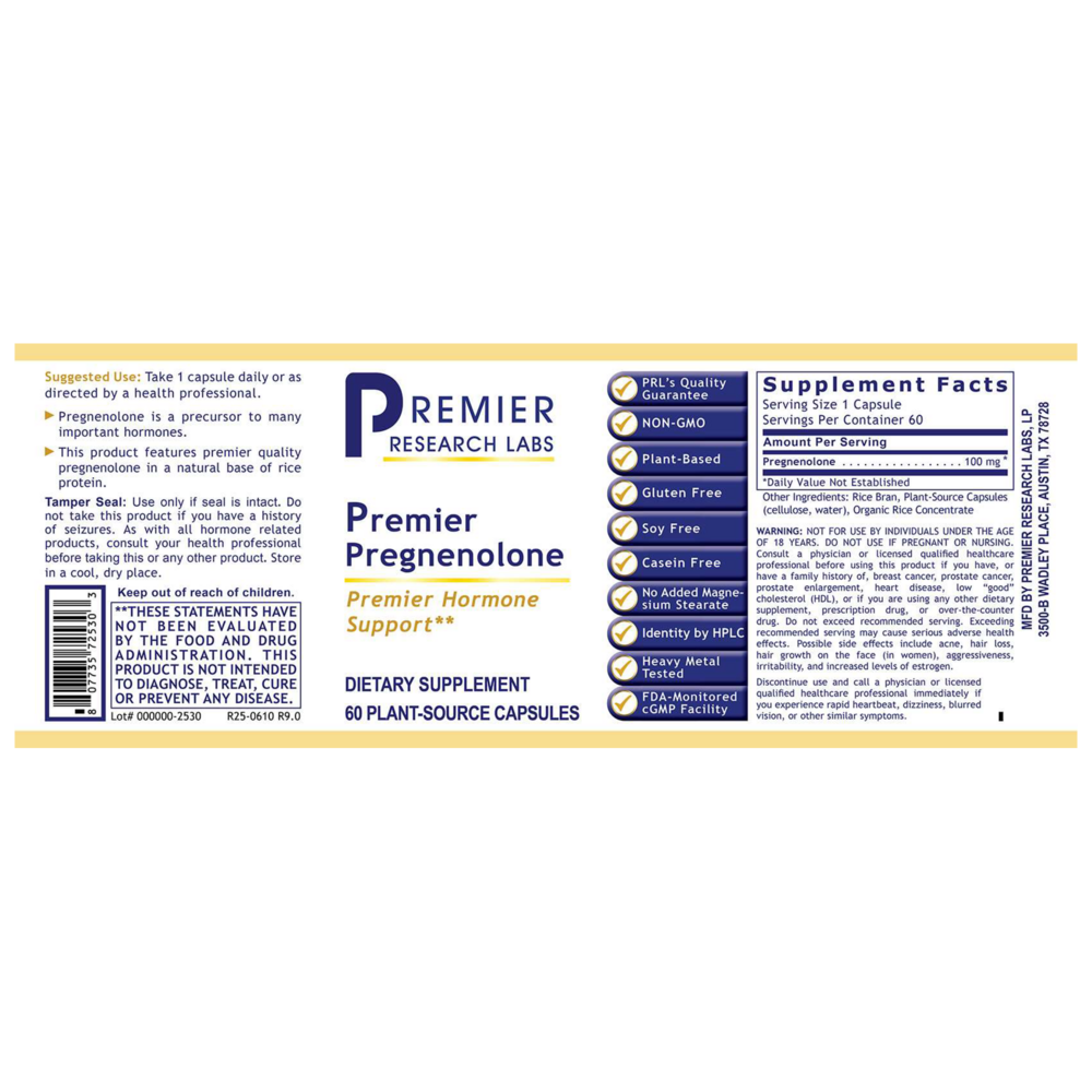 Premier Pregnenolone, 60 Capsules , Brand_Premier Research Labs capsules Form_Capsules Requires Consultation Size_60 Capsules