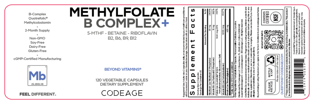 Methylfolate B Complex+, 120 Capsules