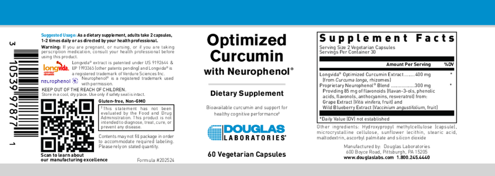 Optimized Curcumin w/Neurophenol, 60 Capsules