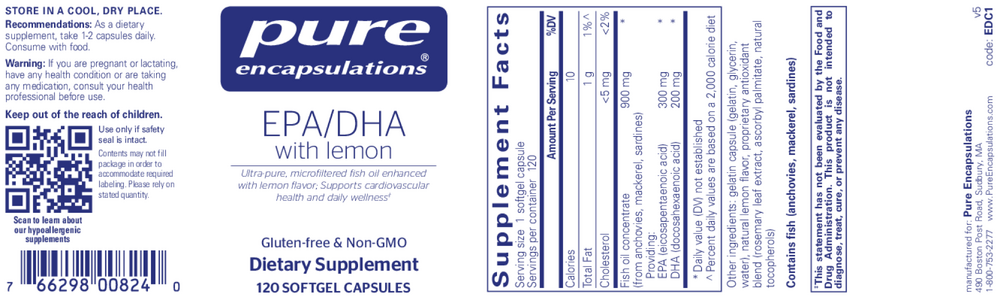 EPA/DHA with lemon, 120 Softgels , Brand_Pure Encapsulations Emersons Form_Softgels Requires Consultation Size_120 Softgel Capsules softgels