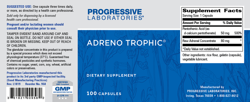 Adreno Trophic, 100 Capsules , Brand_Progressive Labs capsules Form_Capsules Requires Consultation Size_100 Capsules