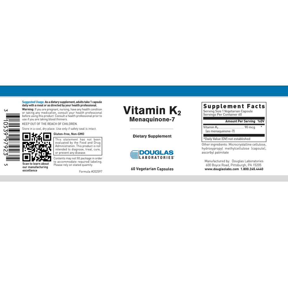 Vitamin K2 w/Menaquinone-7 (Soy-Free), 60 Capsules