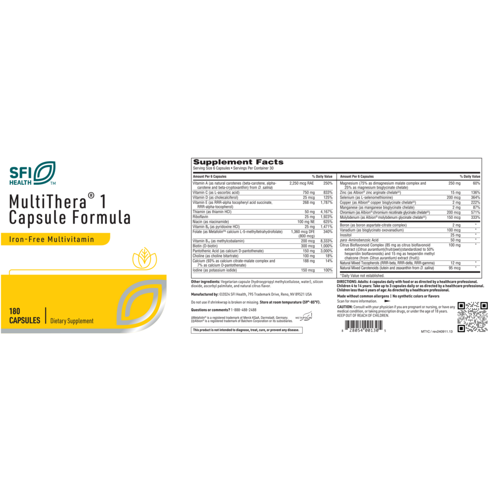 MultiThera®1 Capsule Formula, 180 Capsules