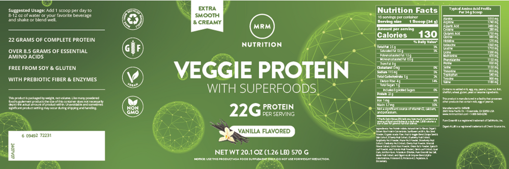 Veggie Protein Vanilla, 570 Grams