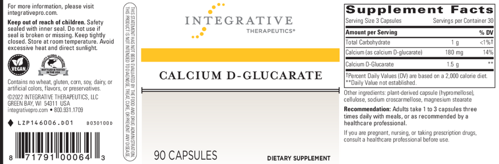 Calcium D-Glucarate, 90 Capsules