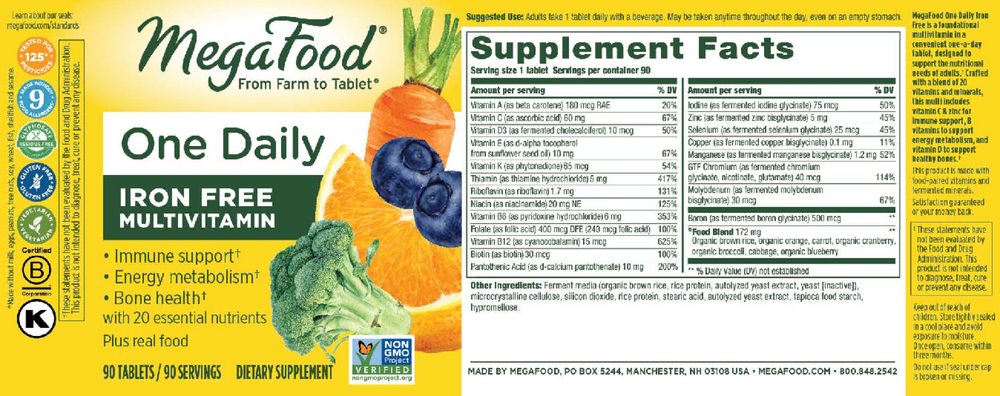 One Daily Iron Free, 90 Tablets , Form_Tablets