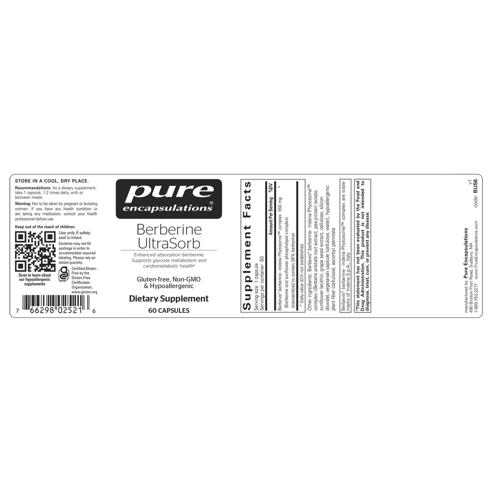 Berberine UltraSorb, 60 Capsules , Brand_Pure Encapsulations Form_Capsules Requires Consultation Size_60 Capsules