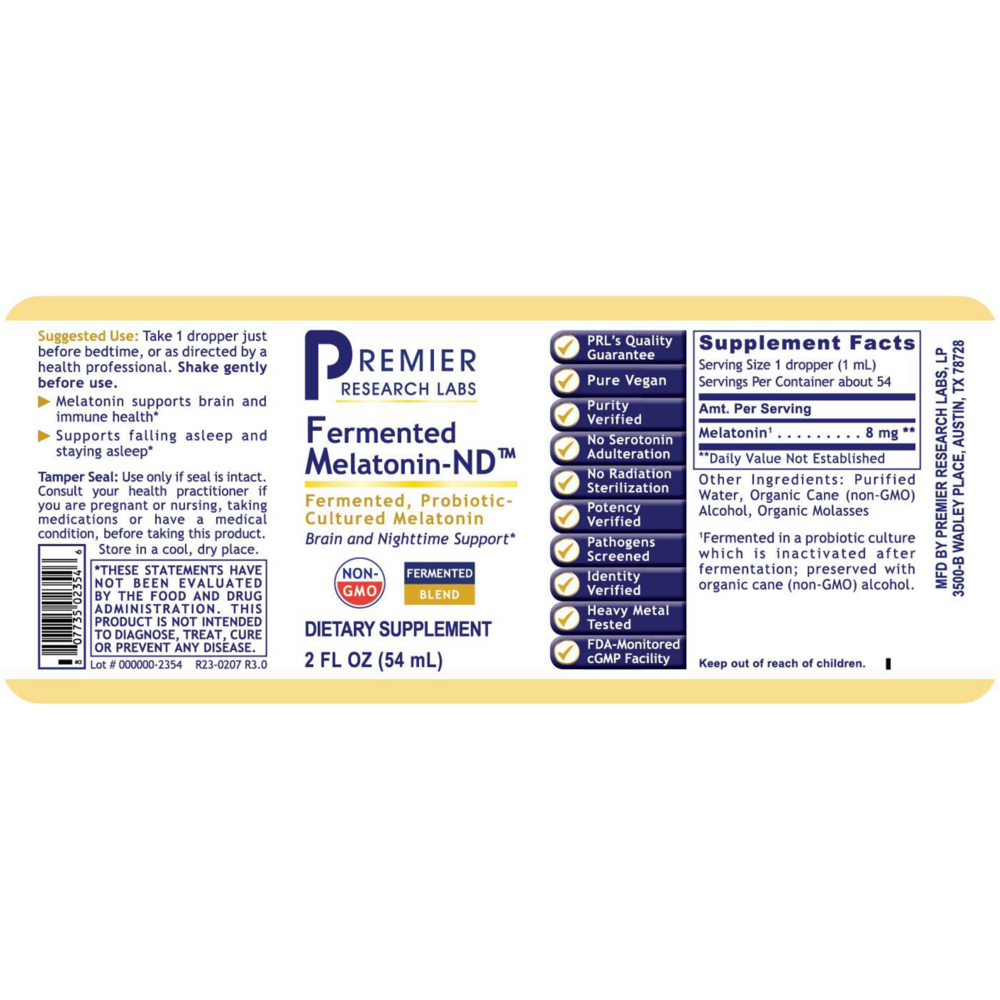 Fermented Melatonin-ND™, 54 Milliliters , Brand_Premier Research Labs Form_Liquid liquid Requires Consultation Size_54 Milliliters