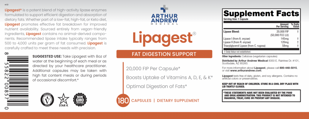 Arthur Andrew Medical Lipagest - 20,000 FIP - back