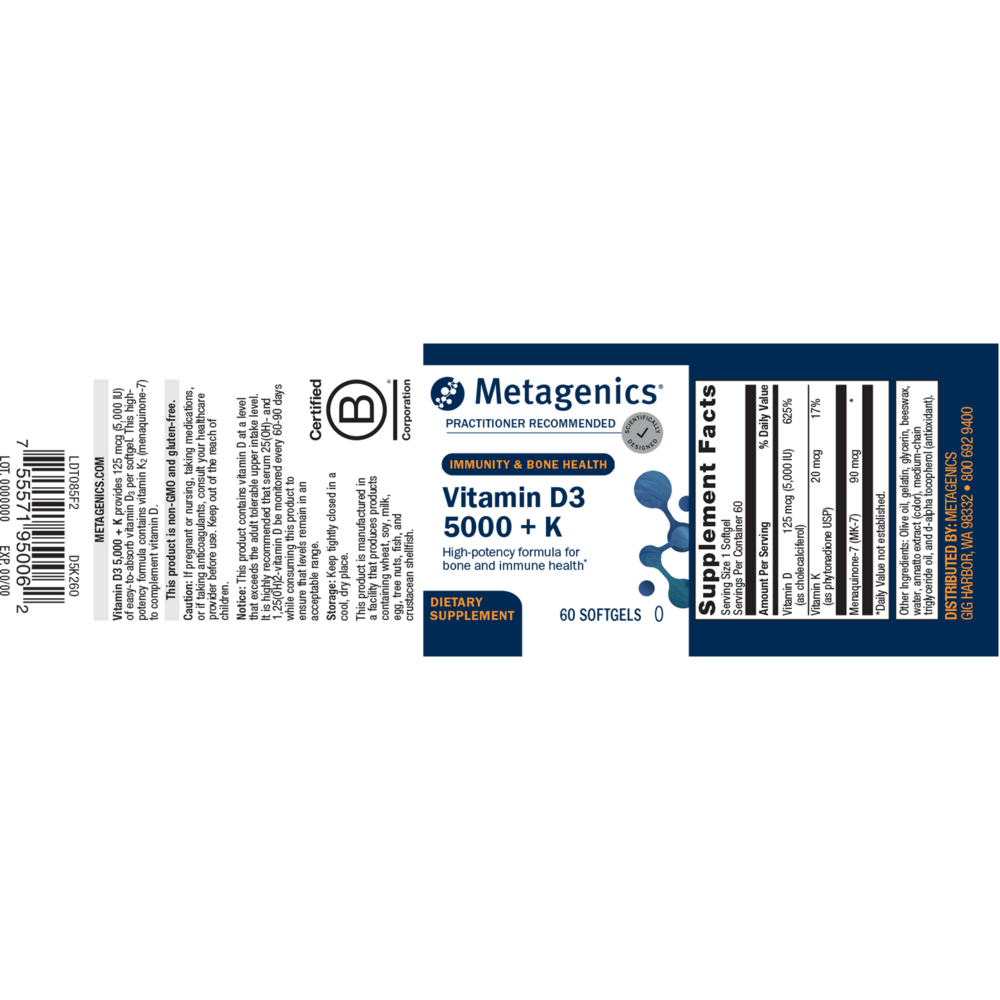 D3 5000 + K, 60 Softgels , Form_Softgels softgels